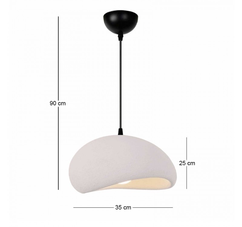 Φωτιστικό οροφής Riven Megapap E27 polyester μονόφωτο χρώμα κρεμ Ø35x80εκ.