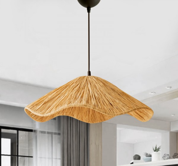Φωτιστικό οροφής Miro Megapap E27 wicker μονόφωτο χρώμα φυσικό Ø50x100εκ.