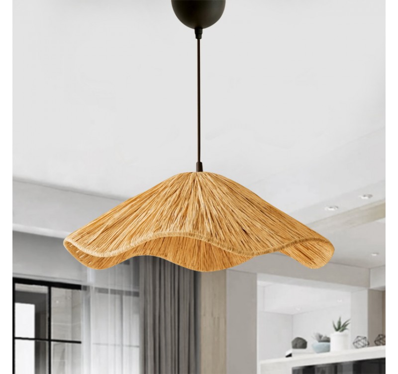 Φωτιστικό οροφής Miro Megapap E27 wicker μονόφωτο χρώμα φυσικό Ø50x100εκ.