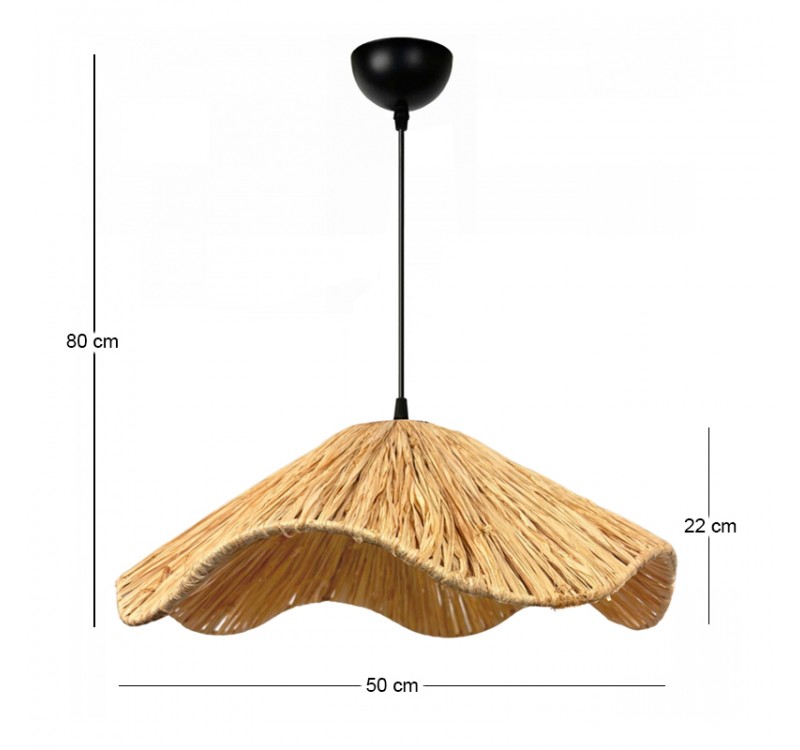 Φωτιστικό οροφής Miro Megapap E27 wicker μονόφωτο χρώμα φυσικό Ø50x100εκ.