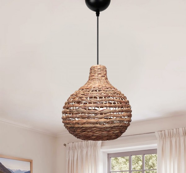 Φωτιστικό οροφής Faya Megapap E27 wicker μονόφωτο χρώμα φυσικό Ø46x100εκ.