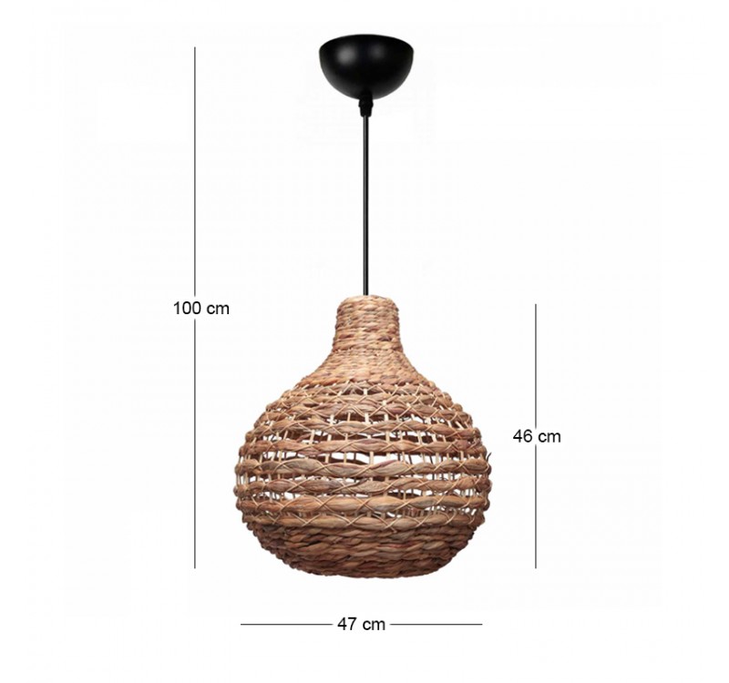Φωτιστικό οροφής Faya Megapap E27 wicker μονόφωτο χρώμα φυσικό Ø46x100εκ.