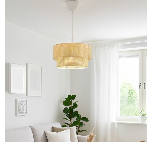 Φωτιστικό οροφής Sora Megapap E27 ύφασμα PVC μονόφωτο χρώμα μπεζ Ø30x70εκ.