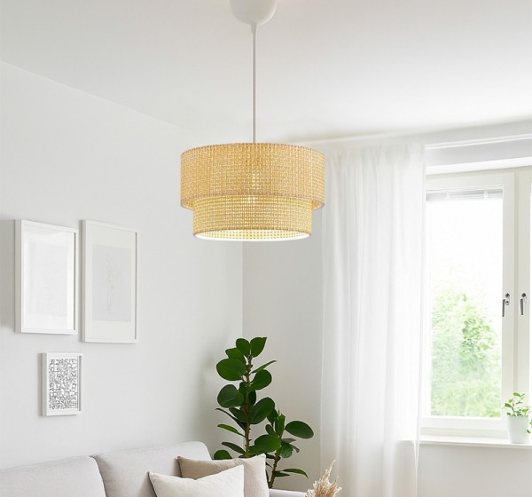 Φωτιστικό οροφής Sora Megapap E27 ύφασμα PVC μονόφωτο χρώμα μπεζ Ø30x70εκ.