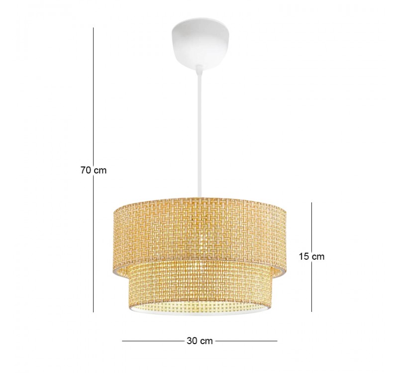 Φωτιστικό οροφής Sora Megapap E27 ύφασμα PVC μονόφωτο χρώμα μπεζ Ø30x70εκ.