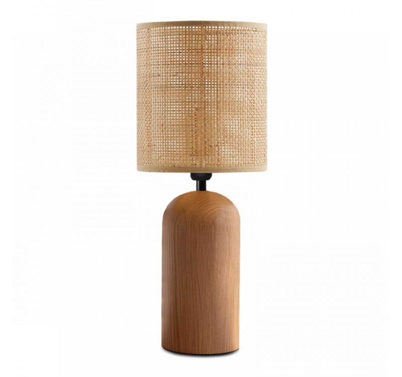 Φωτιστικό επιτραπέζιο Cora Megapap E14 ξύλινο - pe rattan χρώμα φυσικό Ø15x35εκ.