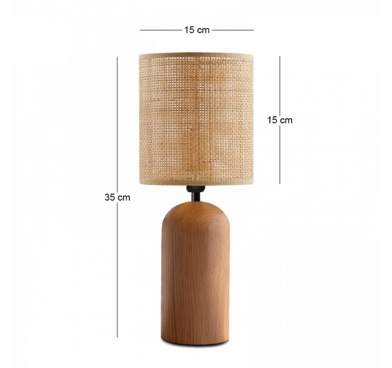Φωτιστικό επιτραπέζιο Cora Megapap E14 ξύλινο - pe rattan χρώμα φυσικό Ø15x35εκ.