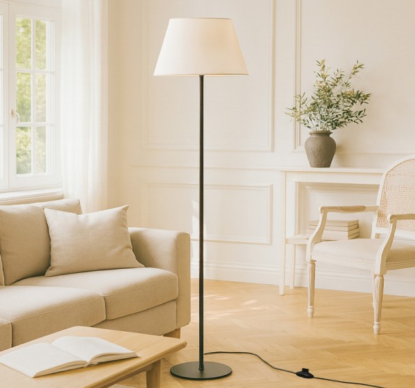 Φωτιστικό δαπέδου Vilo Megapap E27 μεταλλικό - ύφασμα Pvc χρώμα μαύρο - λευκό Ø35x152εκ.