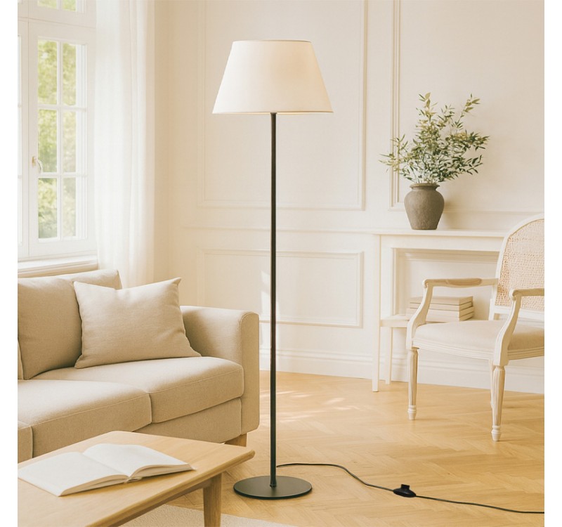 Φωτιστικό δαπέδου Vilo Megapap E27 μεταλλικό - ύφασμα Pvc χρώμα μαύρο - λευκό Ø35x152εκ.