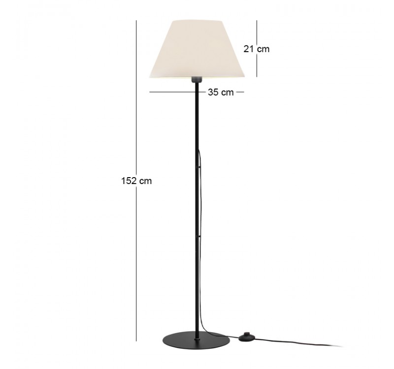 Φωτιστικό δαπέδου Vilo Megapap E27 μεταλλικό - ύφασμα Pvc χρώμα μαύρο - λευκό Ø35x152εκ.