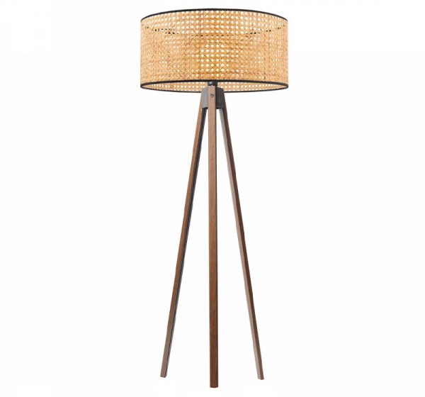 Φωτιστικό δαπέδου Rivo Megapap E27 ξύλινο - ρατάν χρώμα φυσικό Ø38x140εκ.