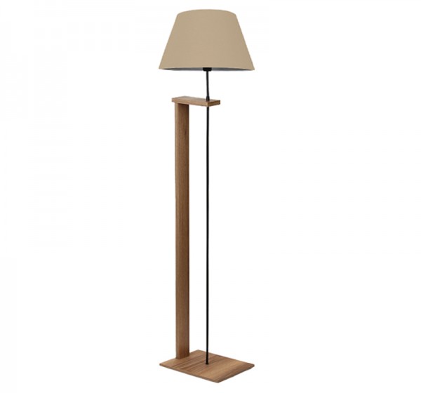 Φωτιστικό δαπέδου Moris Megapap MDF - ύφασμα PVC χρώμα καρυδί - μπεζ Φ38x150εκ.