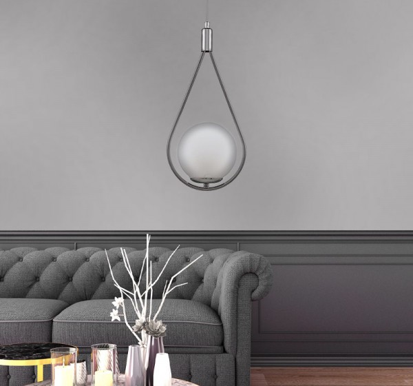 Φωτιστικό οροφής Shemesh Megapap E27  μεταλλικό μονόφωτο χρώμα ασημί 20x20x85εκ.