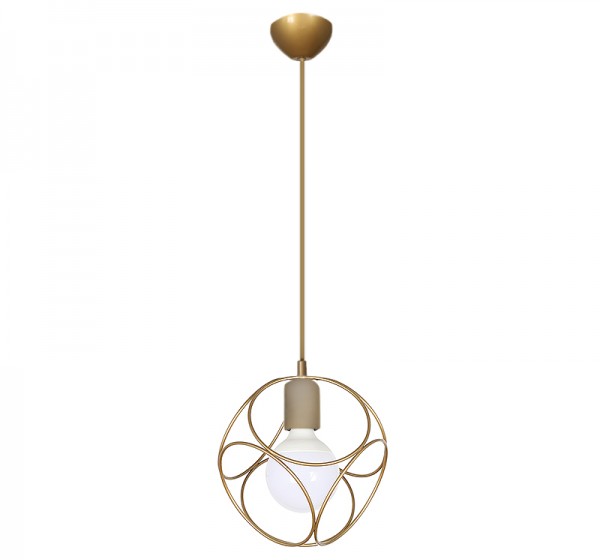 Φωτιστικό οροφής Lusita Megapap E27 μεταλλικό μονόφωτο χρώμα χρυσό 20x20x70εκ.