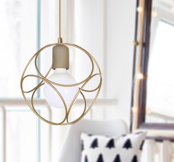 Φωτιστικό οροφής Lusita Megapap E27 μεταλλικό μονόφωτο χρώμα χρυσό 20x20x70εκ.