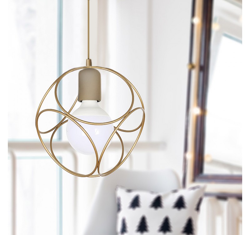 Φωτιστικό οροφής Lusita Megapap E27 μεταλλικό μονόφωτο χρώμα χρυσό 20x20x70εκ.