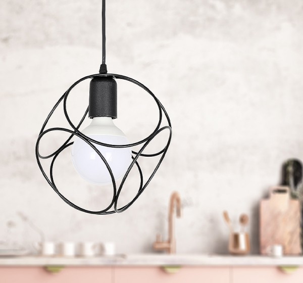 Φωτιστικό οροφής Lusita Megapap E27 μεταλλικό μονόφωτο χρώμα μαύρο 20x20x70εκ.