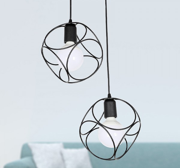 Φωτιστικό οροφής Lusita Megapap E27 μεταλλικό δίφωτο χρώμα μαύρο 35x35x70εκ.