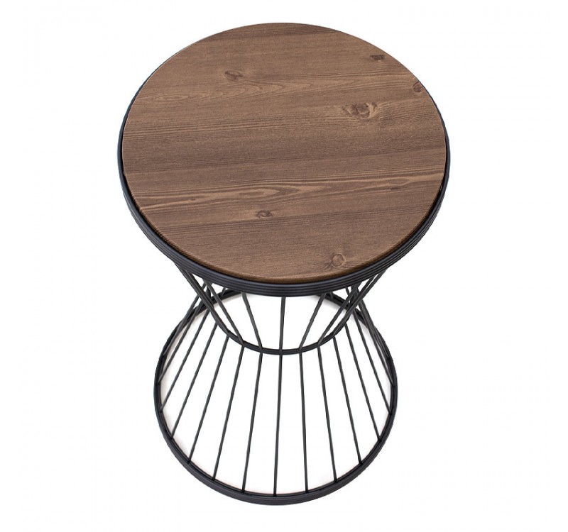 Τραπεζάκι βοηθητικό Hoffman Megapap μεταλλικό - Mdf χρώμα μαύρο - καρυδί 35x35x58εκ.