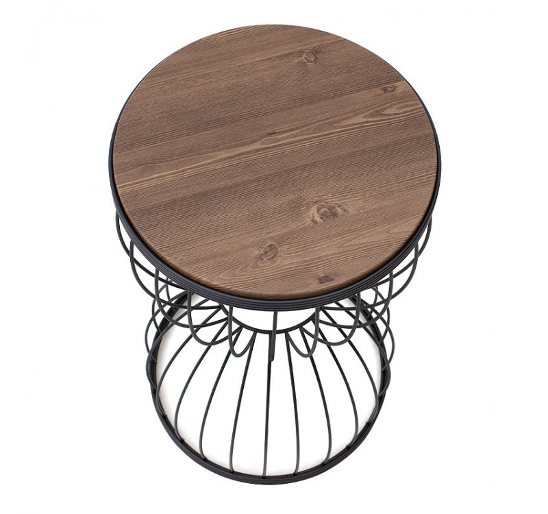 Τραπεζάκι βοηθητικό Pino Megapap μεταλλικό - Mdf χρώμα μαύρο - καρυδί 35x35x58εκ.