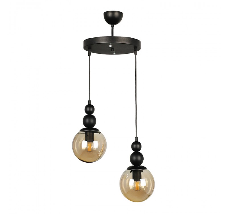 Φωτιστικό οροφής Latona Megapap E27 μεταλλικό δίφωτο χρώμα μαύρο 25x25x80εκ.