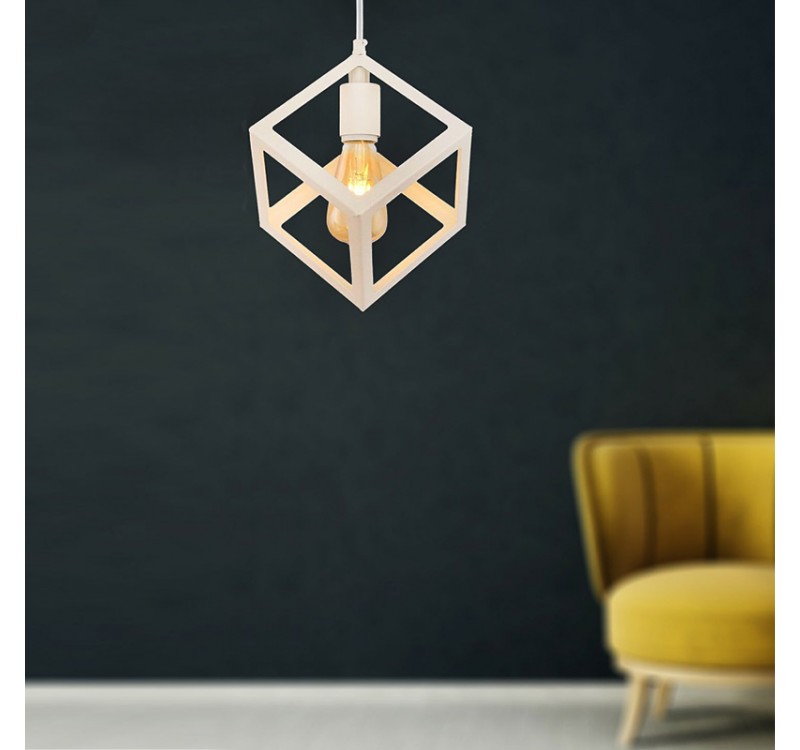 Φωτιστικό οροφής Thora Megapap E27 μεταλλικό μονόφωτο χρώμα λευκό 22x22x70εκ.