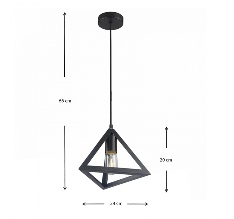 Φωτιστικό οροφής Roshan Megapap E27 μεταλλικό μονόφωτο χρώμα μαύρο 24x24x66εκ.