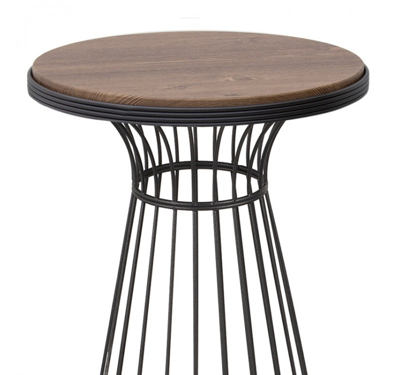 Τραπεζάκι βοηθητικό Tekosi Megapap μεταλλικό - Mdf χρώμα μαύρο - καρυδί 35x35x58εκ.