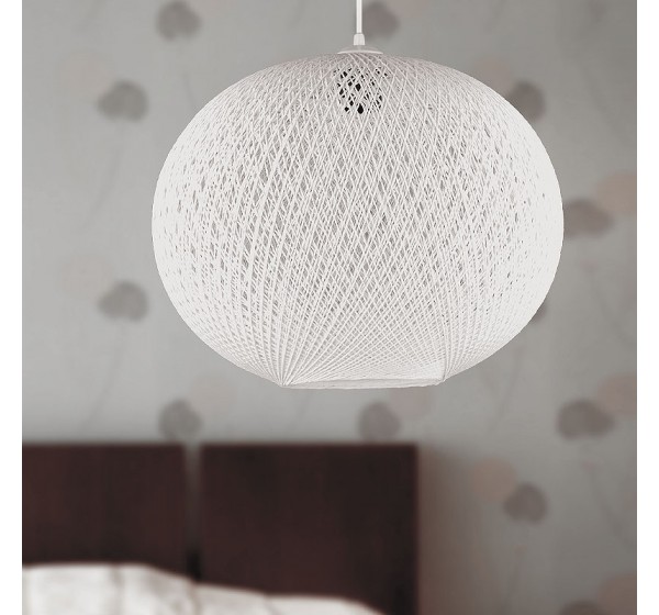 Φωτιστικό οροφής Visca Megapap E27 από σχοινί μονόφωτο χρώμα λευκό 35x35x75εκ.