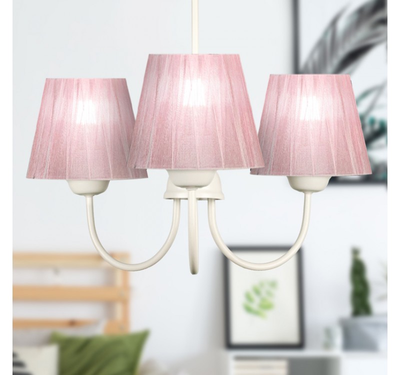 Φωτιστικό οροφής Ovana Megapap E27 μεταλλικό - υφασμάτινο τρίφωτο χρώμα ροζ 45x45x50εκ.