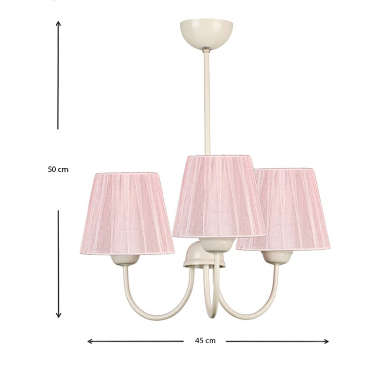Φωτιστικό οροφής Ovana Megapap E27 μεταλλικό - υφασμάτινο τρίφωτο χρώμα ροζ 45x45x50εκ.