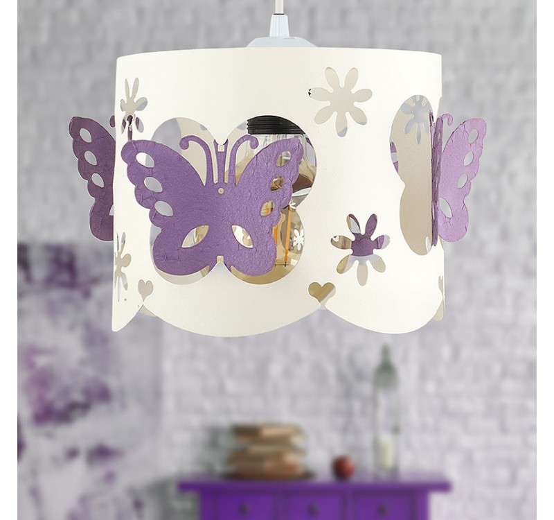 Φωτιστικό οροφής Papilia Megapap E27 μεταλλικό μονόφωτο χρώμα λευκό - λιλά 20x20x60εκ.