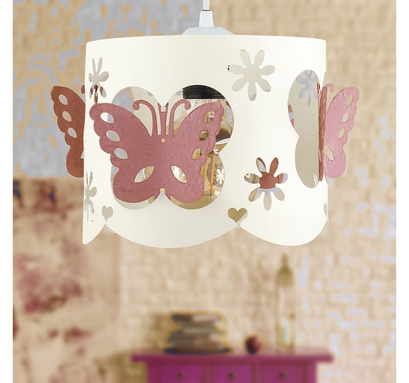 Φωτιστικό οροφής Papilia Megapap E27 μεταλλικό μονόφωτο χρώμα λευκό - ροζ 20x20x60εκ.