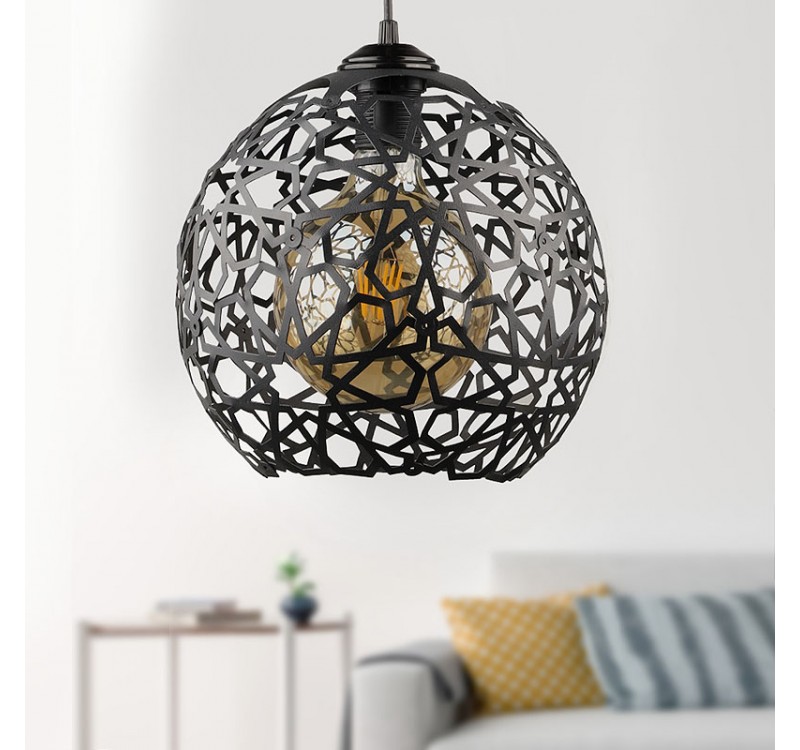 Φωτιστικό οροφής Dominico Megapap E27 μεταλλικό μονόφωτο χρώμα μαύρο 24x24x70εκ.