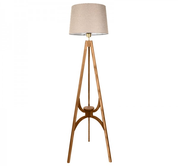 Φωτιστικό δαπέδου Solen Megapap E27 ξύλινο - ύφασμα PVC χρώμα καρυδί - μπεζ 45x45x155εκ.