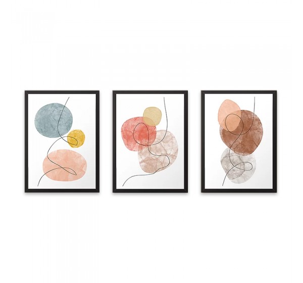 Πίνακας "Circles" Megapap 3 τμχ. σε πλαίσιο 35x45x2εκ.