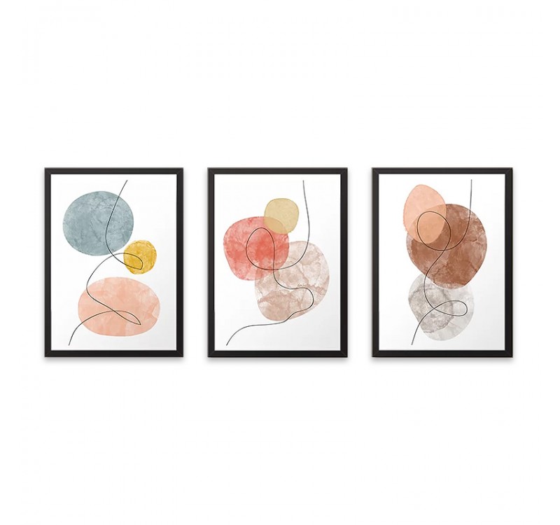 Πίνακας "Circles" Megapap 3 τμχ. σε πλαίσιο 35x45x2εκ.