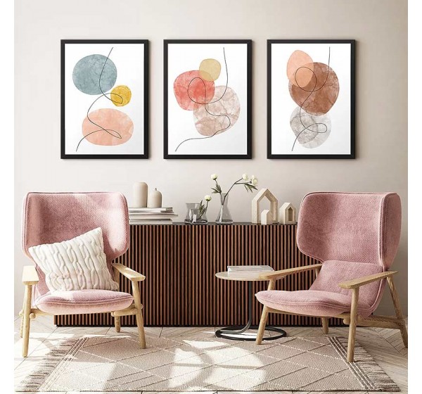 Πίνακας "Circles" Megapap 3 τμχ. σε πλαίσιο 35x45x2εκ.