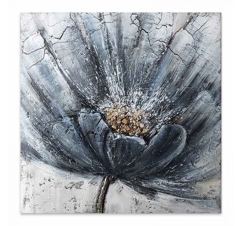 Πίνακας σε καμβά "Blue Flower" Megapap ψηφιακής εκτύπωσης 100x100x3εκ.