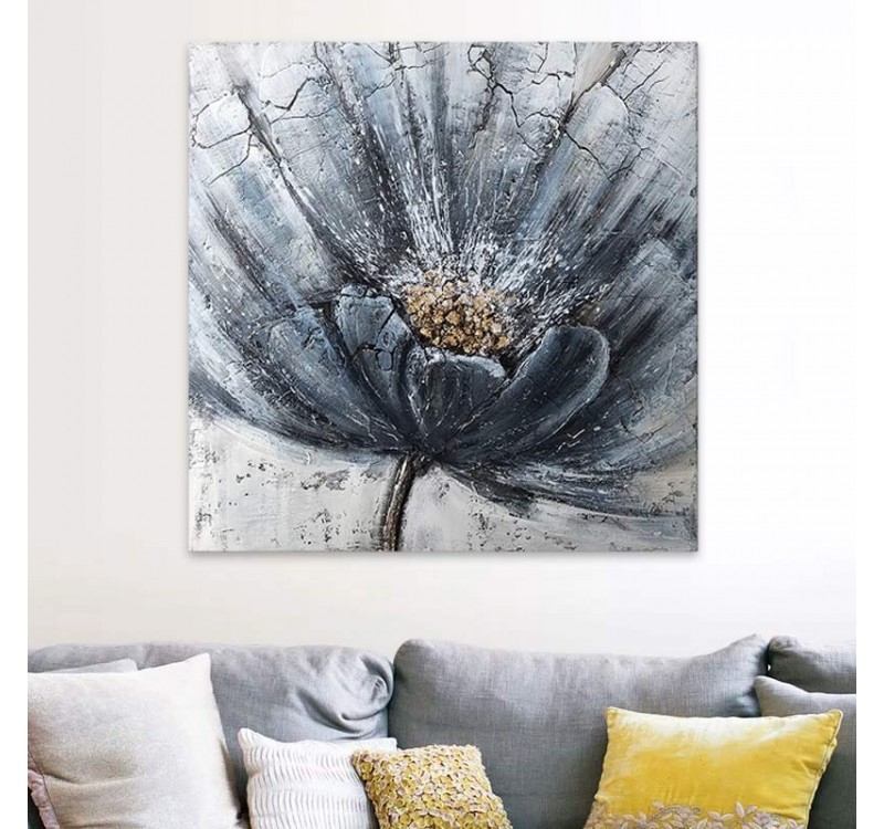 Πίνακας σε καμβά "Blue Flower" Megapap ψηφιακής εκτύπωσης 100x100x3εκ.