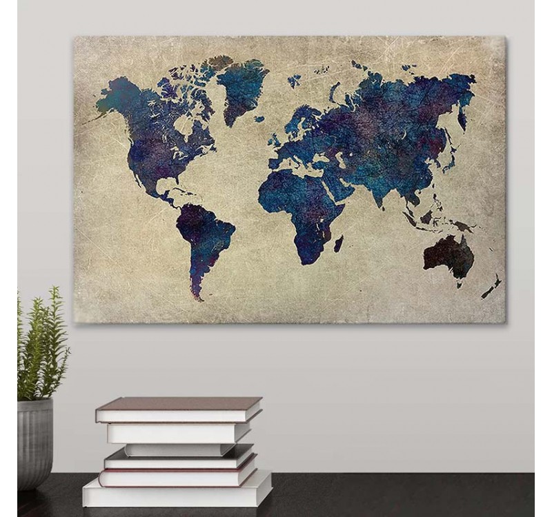 Πίνακας σε καμβά "World Map" Megapap ψηφιακής εκτύπωσης 75x50x3εκ.