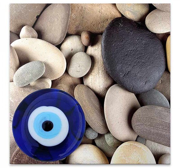 Πίνακας σε καμβά "Evil Eye Beads And Stones" Megapap ψηφιακής εκτύπωσης 50x50x3εκ.