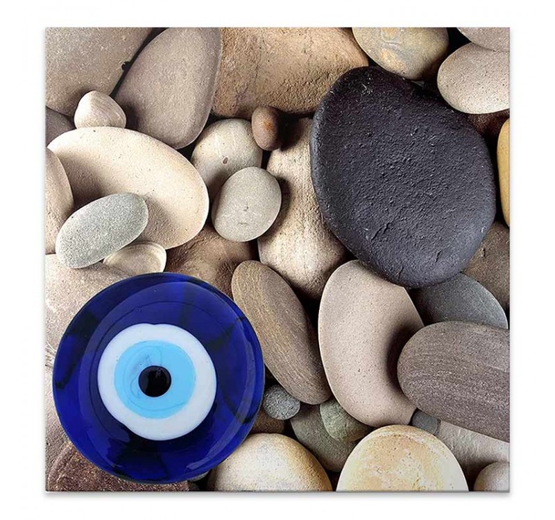 Πίνακας σε καμβά "Evil Eye Beads And Stones" Megapap ψηφιακής εκτύπωσης 50x50x3εκ.