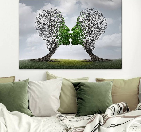 Πίνακας σε καμβά "Trees Growing With Love" Megapap ψηφιακής εκτύπωσης 75x50x3εκ.