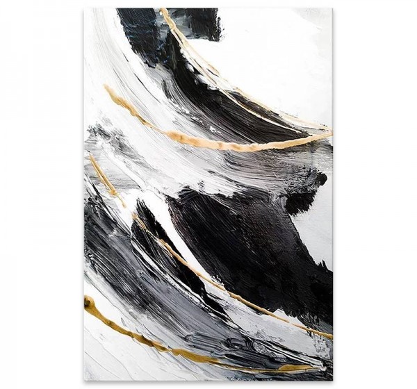 Πίνακας σε καμβά "Golden And Silver Reflections" Megapap ψηφιακής εκτύπωσης 50x75x3εκ.