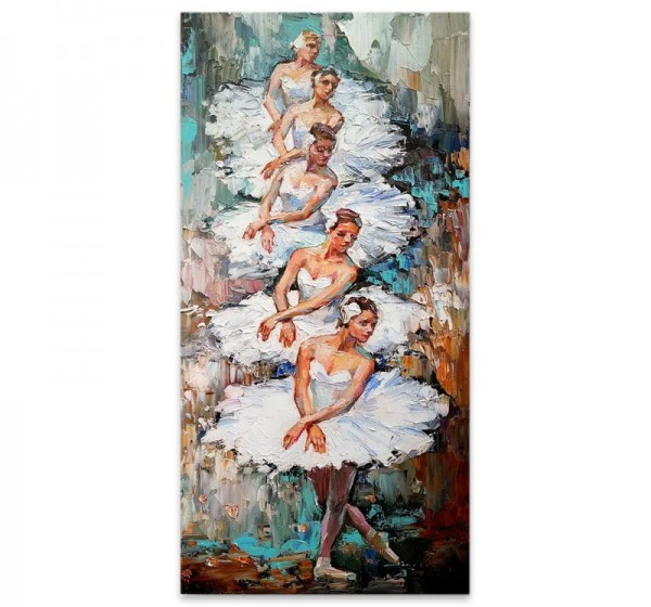 Πίνακας σε καμβά "White Swan Ballerinas" Megapap ψηφιακής εκτύπωσης 50x100x3εκ.