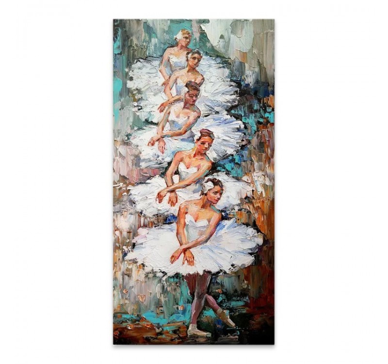 Πίνακας σε καμβά "White Swan Ballerinas" Megapap ψηφιακής εκτύπωσης 50x100x3εκ.