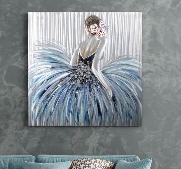 Πίνακας σε καμβά "Girl In Pearl Dress" Megapap ψηφιακής εκτύπωσης 90x90x3εκ.