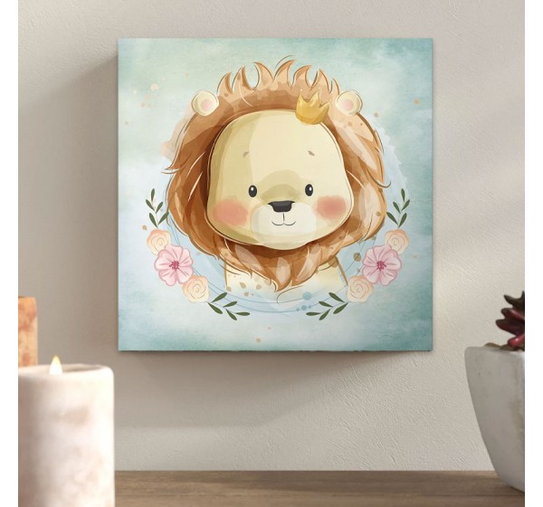 Πίνακας σε καμβά "Baby Lion" Megapap ψηφιακής εκτύπωσης 40x40x3εκ.