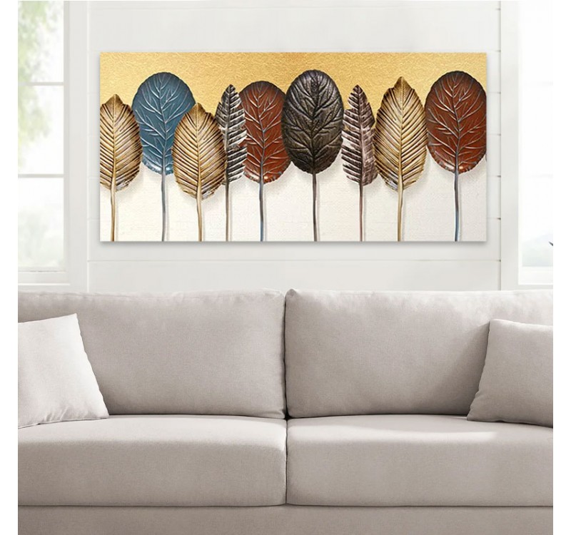 Πίνακας σε καμβά "Autumn Leaves" Megapap ψηφιακής εκτύπωσης 140x70x3εκ.